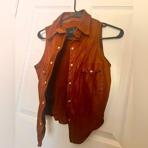 All saints Leather shirt snaps pockets inside pocket